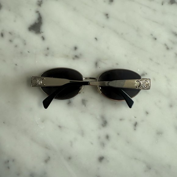 Celine Eyewear Triomphe Metal 01 oval sunglasses SILVER - Picture 2 of 6